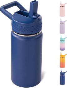 12 oz Kids Water Bottle, Toddler Water Bottle with Straw, Boys&Girls Bottle for School, 304 Stainless Steel Vacuum Insulated Bottle for Kids, BPA